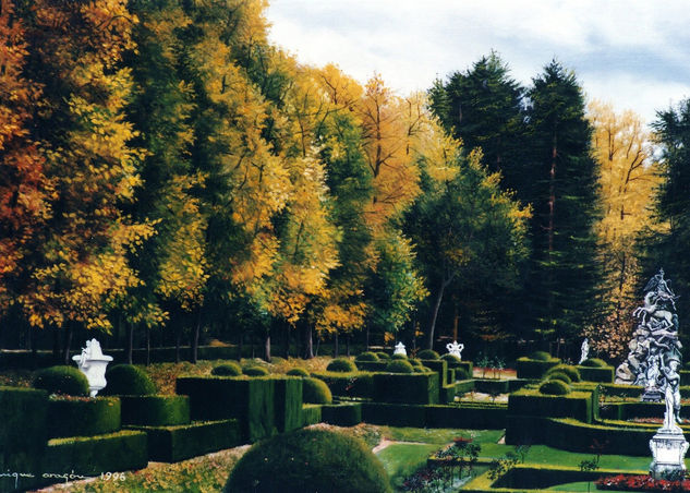 Otoño en los jardines de La Granja Óleo Lienzo Paisaje