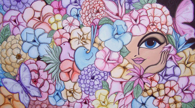 La Sospechosa Watercolour Canvas Floral Painting