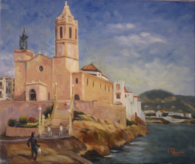 Iglesia de Sitges Oil Canvas Marine Painting