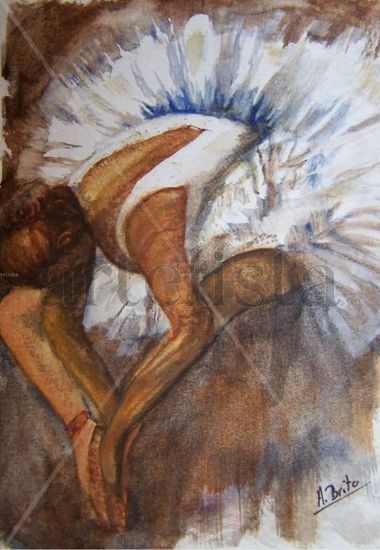 El descanso de la bailarina Watercolour Paper Figure Painting