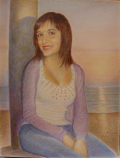 "Retrato de ester del Castillo" Pencil (coloured) Paper Landscaping