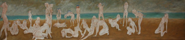 Señoritas de Pinamar Acrylic Textile Nude Paintings