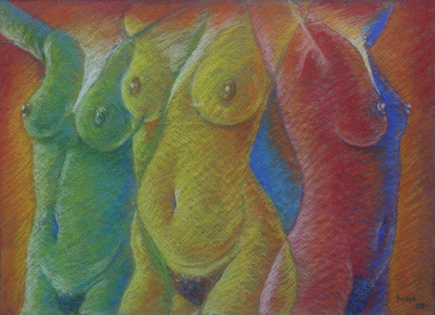 Arriba las manos Pastel Paper Nude Paintings