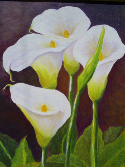 "Calas" Oil Textile Floral Painting