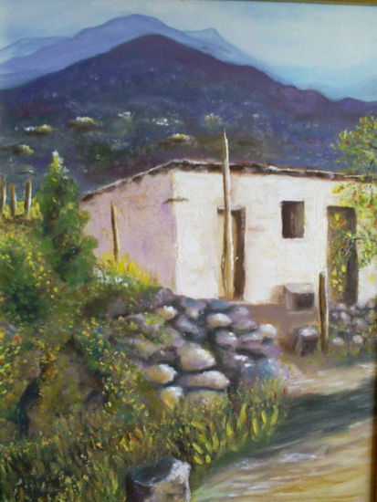 "Pinte, lugar mágico" Oil Textile Landscaping