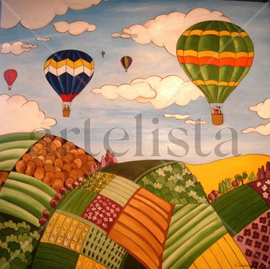 Globos Óleo Lienzo Paisaje