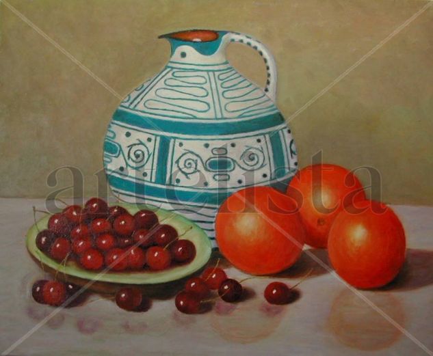 Cerezas y naranjas Oil Canvas Still Life Paintings