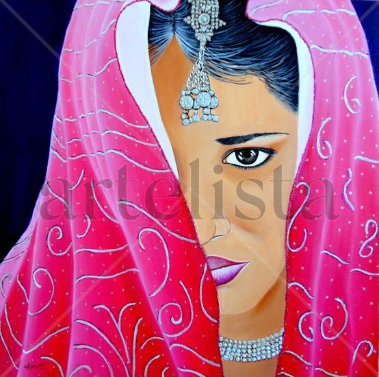 MIRADA DE LA INDIA - 2 Acrylic Canvas Portrait