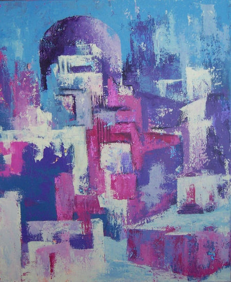 Magenta y azul Acrylic Canvas Landscaping