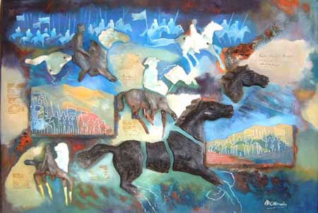 Hombre a Caballo Mixed media Panel Others