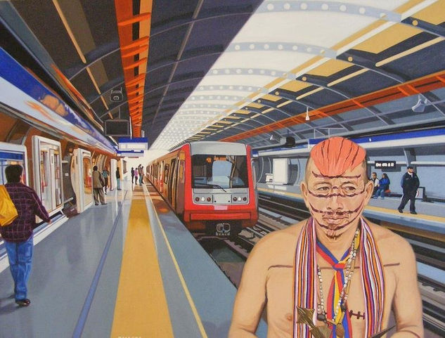 EL METRO DE SANTO DOMINDO DE LOS TSACHILAS Oil Canvas Figure Painting