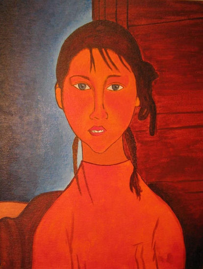 Muchacha con trenzas Acrylic Canvas Landscaping