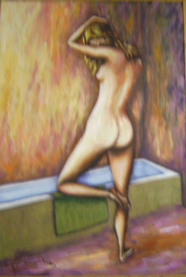 Mujer en el baño Oil Canvas Figure Painting