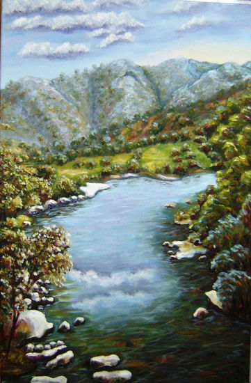 Rio Guadalquivis con momtaña (Jaen) Oil Canvas Landscaping