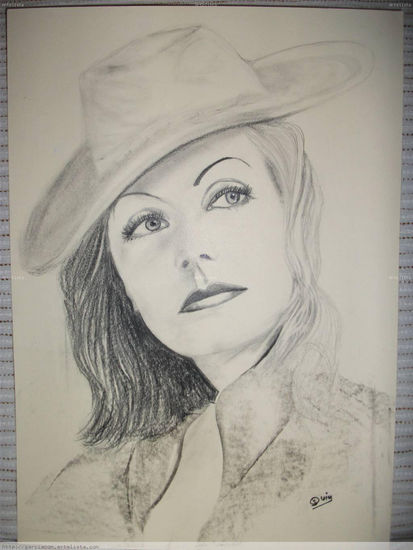 LA DIVINA GRETA GARBO 30X42 Charcoal