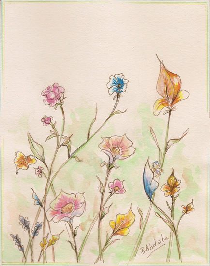 Flores XV Watercolour Card Floral Painting