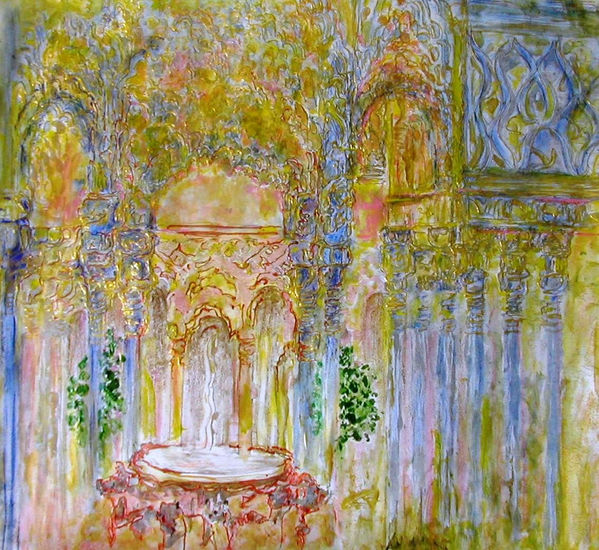 PATIO DE LOS LEONES ,ALHAMBRA PALACE.GRANADA, Mixed media Paper Others