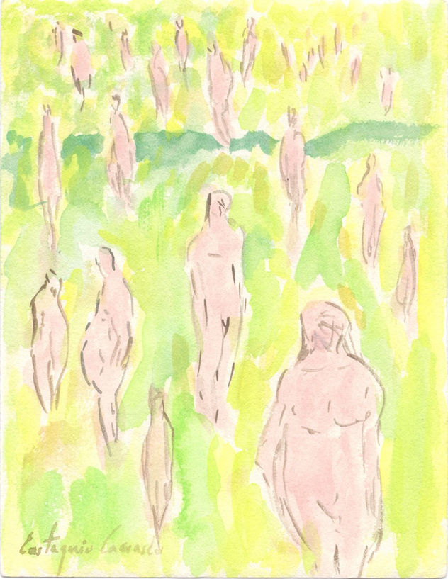 Personajes solitarios en el campo de Gymet