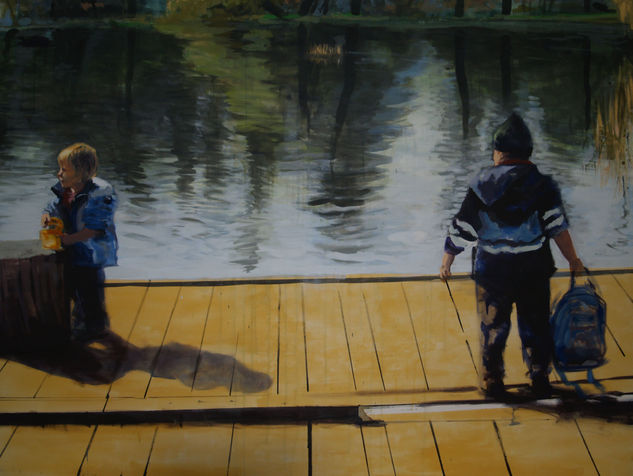 Tarde en el parque 2 Oil Canvas Figure Painting