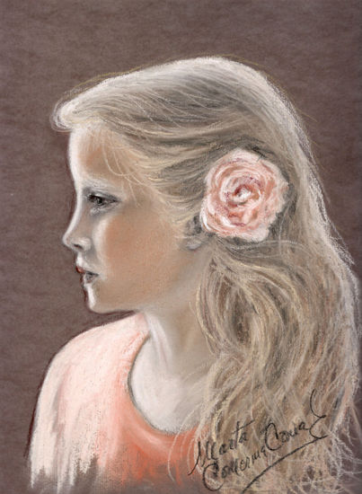 Nena rosa taronja Pastel Papel Figura