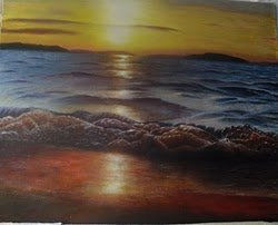 puesta sol en playa Oil Canvas Landscaping