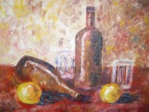 botellas y vasos