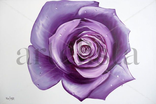 rosa morada Oil Canvas Floral Painting