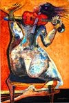 Violin Rojo Acrylic Canvas Figure Painting