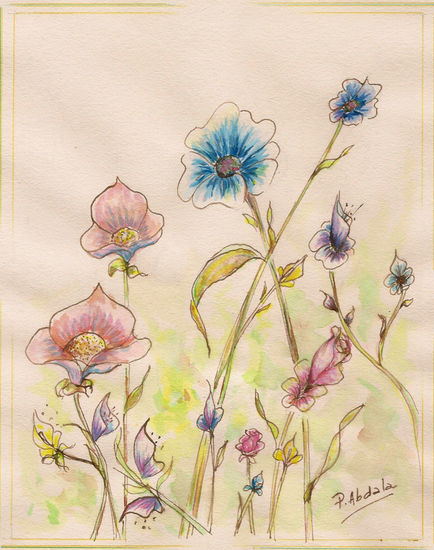 Flores XVI Watercolour Card Floral Painting