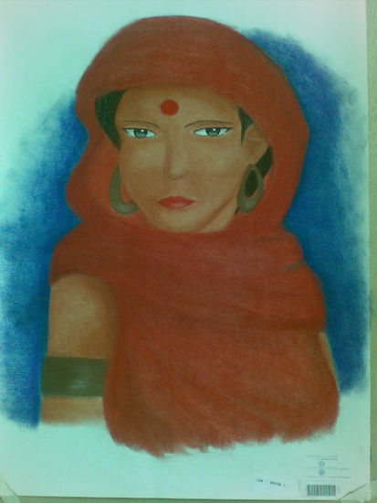 BELLEZA HINDÚ Pastel Papel Retrato