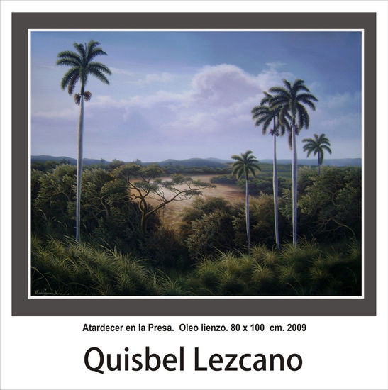 Atardecer el la presa Oil Canvas Landscaping