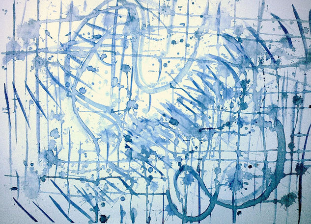 MONOCROMO AZUL IV Watercolour Canvas Others