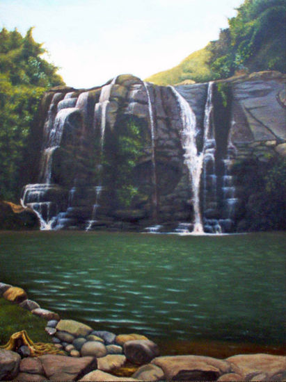 Paisaje con cascada Oil Card Landscaping