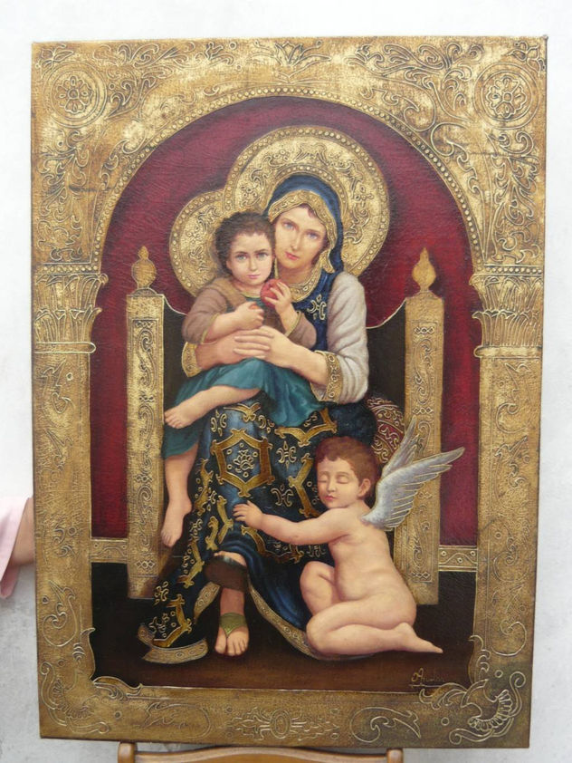 virgen niño y angel