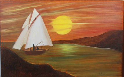 Velero en puesta de...