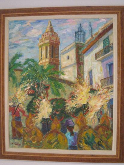 Sitges de Festa Óleo Lienzo Paisaje