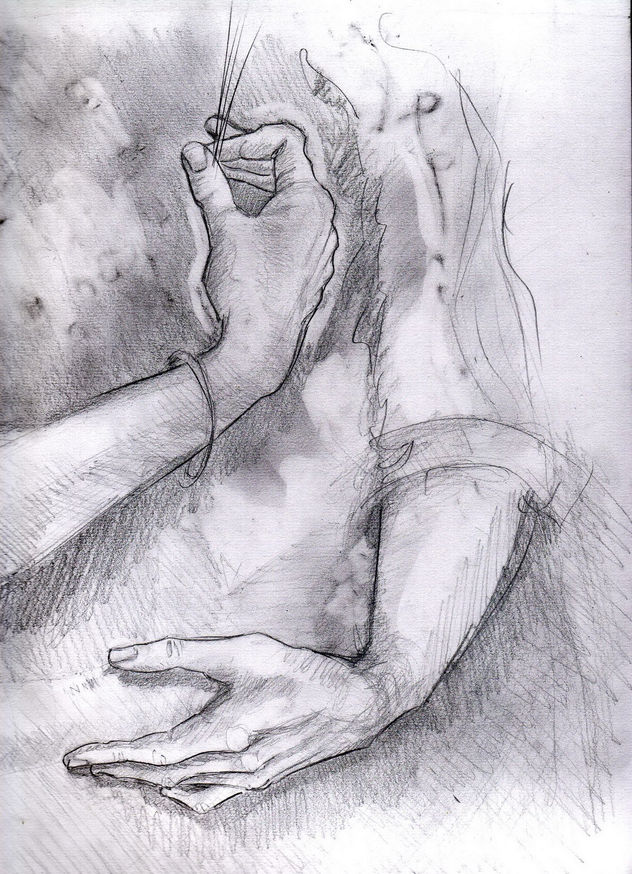 intento manos de Leonardo,en posicion dulce, vertical