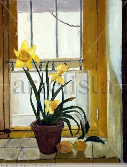 La ventana de la cocina Oil Canvas Still Life Paintings