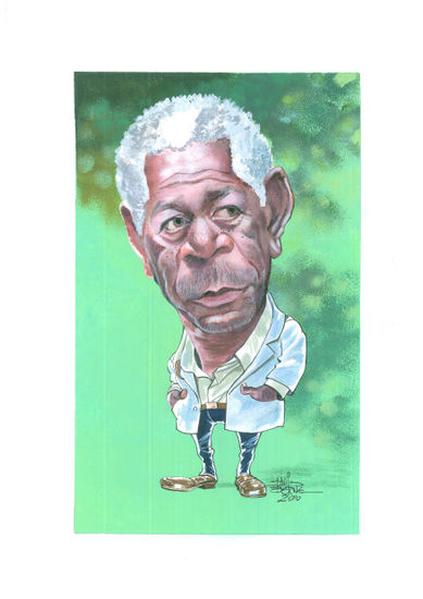 Caricatura Morgan Freeman Técnica Mixta