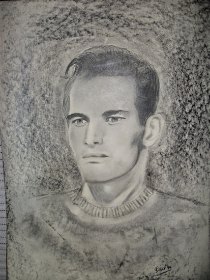 CHARLTON HESTON 1924-2008 Charcoal