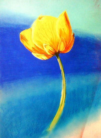 Flor amarilla Pastel Card Floral Painting