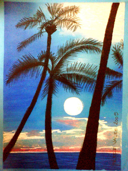 Paisaje nocturno Pastel Card Landscaping