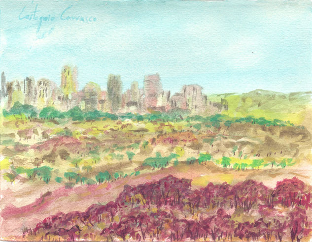 Campo y ciudad de Saliimas Watercolour Card Landscaping