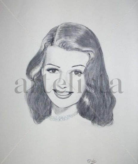 RITA HAYWORTH Charcoal