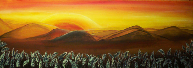 Atardecer serrano Media Mixta Tabla Paisaje