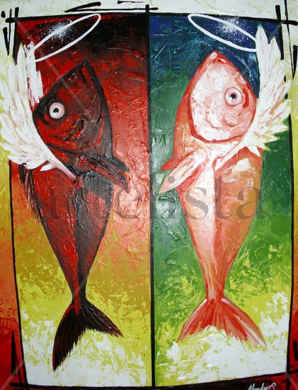 Todos los peces van al cielo Acrylic Canvas Animals