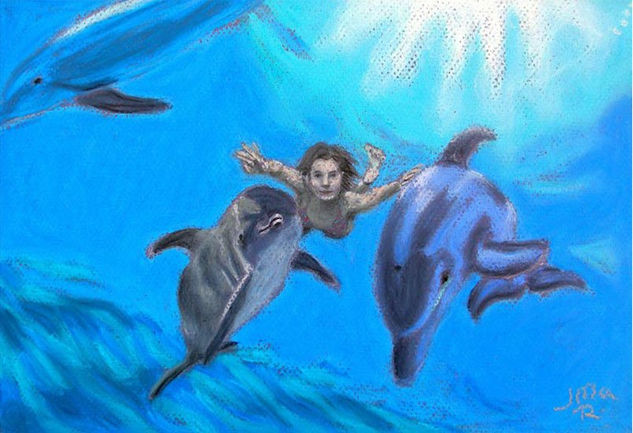 Delfines-y-Buceadora Pastel Papel Animales