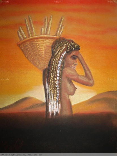 Africana bajo puesta de sol Pastel Cartulina Figura