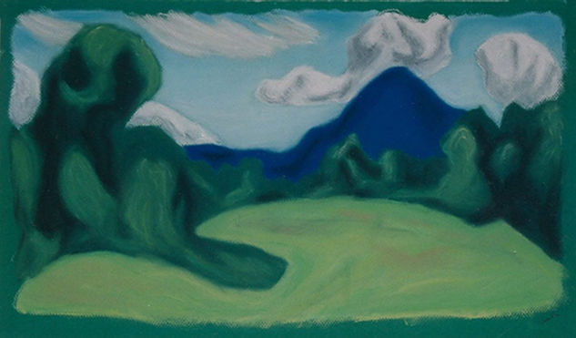 Montaña azul Pastel Papel Paisaje