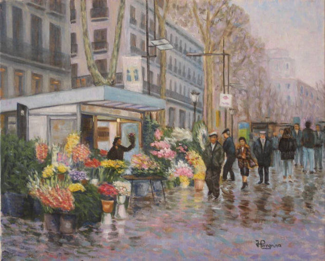 Flores en las Ramblas Oil Canvas Landscaping